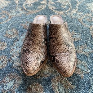 Free People snake skin slides